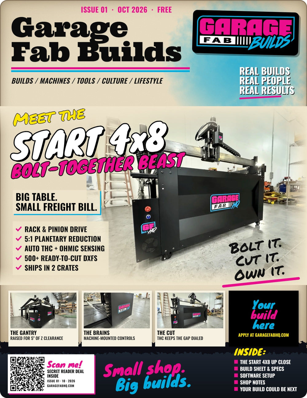 Garage Fab Builds Issue 01 cover: Meet the START 4x8, the bolt-together beast