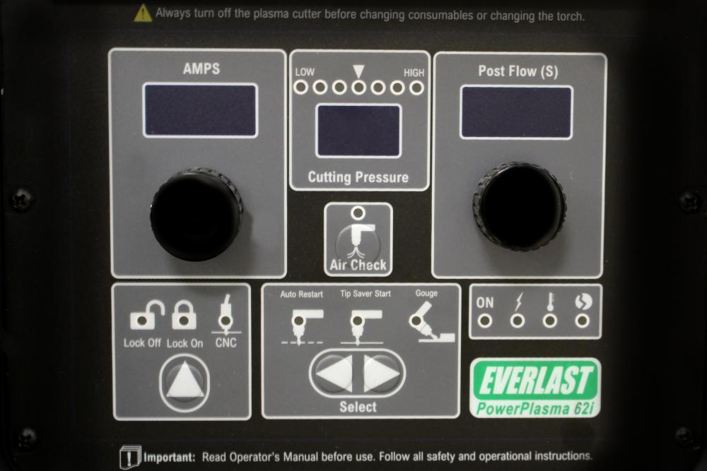 Everlast PowerPlasma 62i plasma cutter front panel